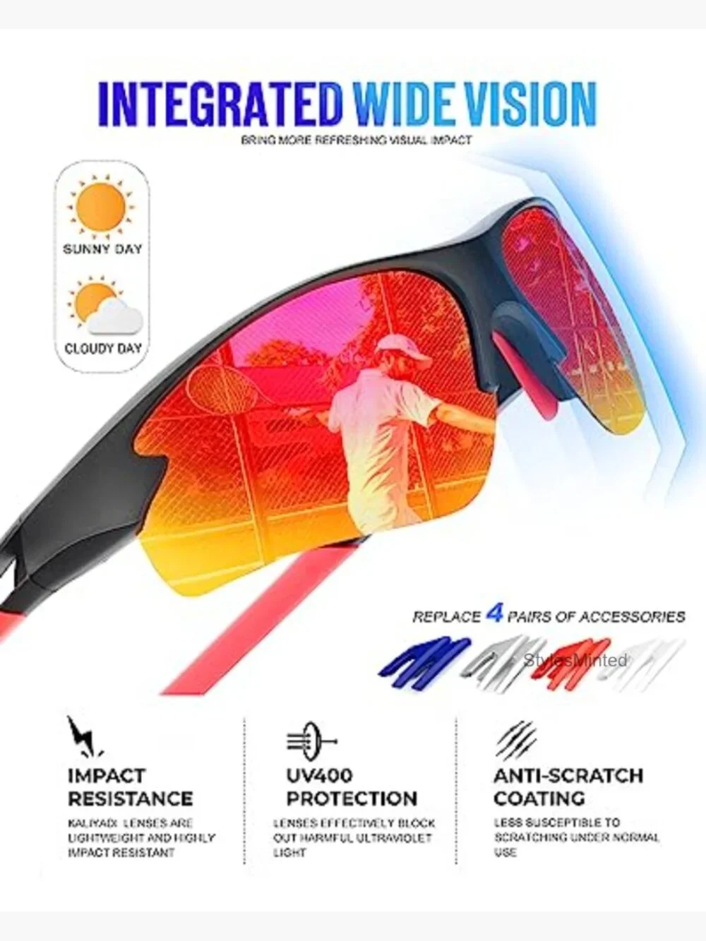 Polarized Sports Sunglasses Wrap Around UV Protection Baseball Softball